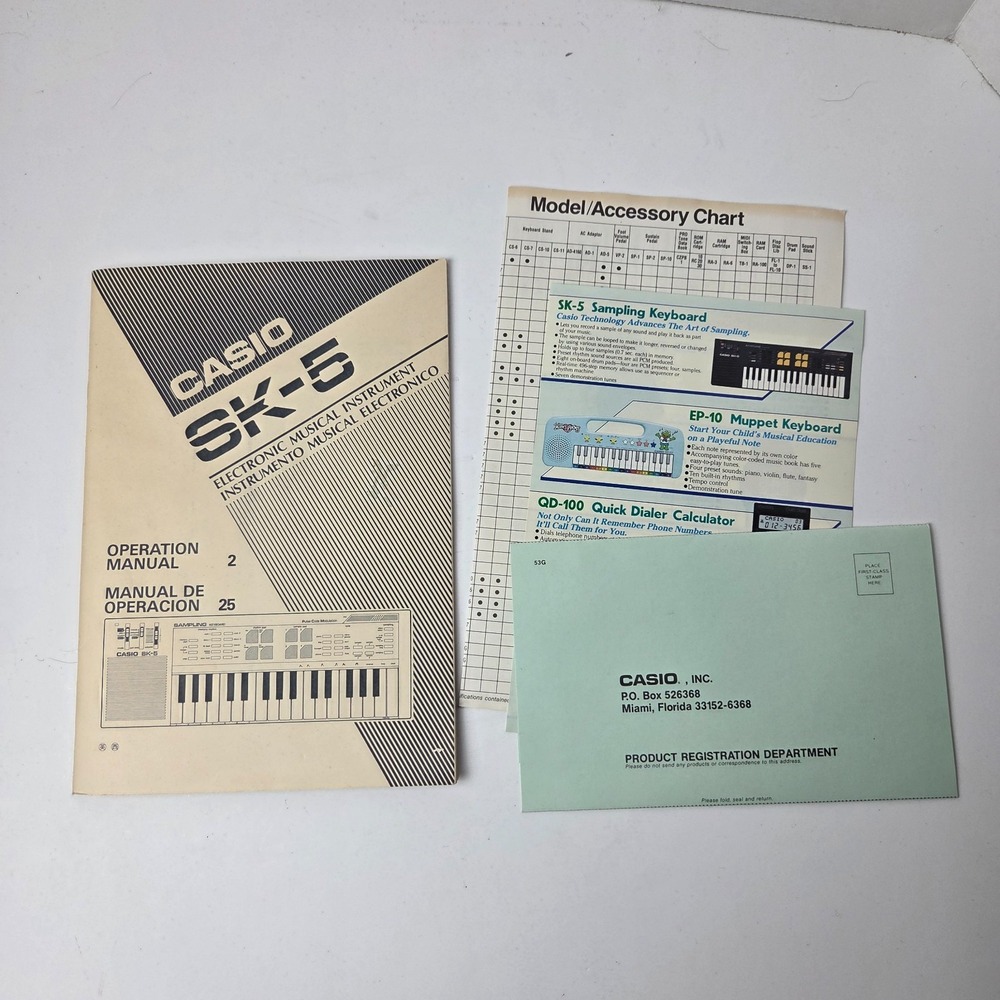 VINTAGE CASIO SK-5 INSTRUCTION MANUAL